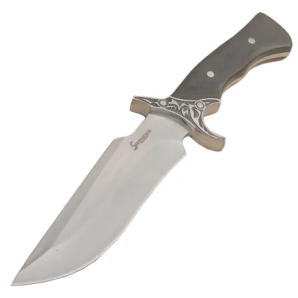 G1029 Coltello dritto da sopravvivenza 5Cr13Mov Lama a goccia satinata con codolo completo Manico in legno Campeggio esterno Escursionismo Caccia Coltelli a lame fisse con fodero in pelle