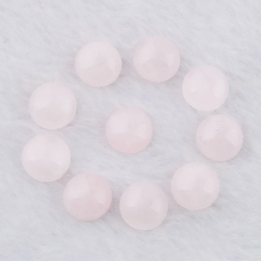 Pierres précieuses naturelles en vrac Bijoux Rose Quartzs Cabochons ronds à dos plat Fit 12mm Cameo Base Bouton Perles U3262