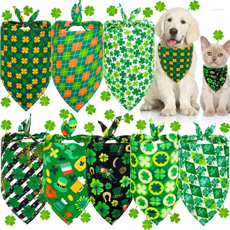 Собачья одежда Bandana St. Patrick's Small Cat Puppy Bandanas Scarf Polyester Dogs Bibs Summer Pets Accessories