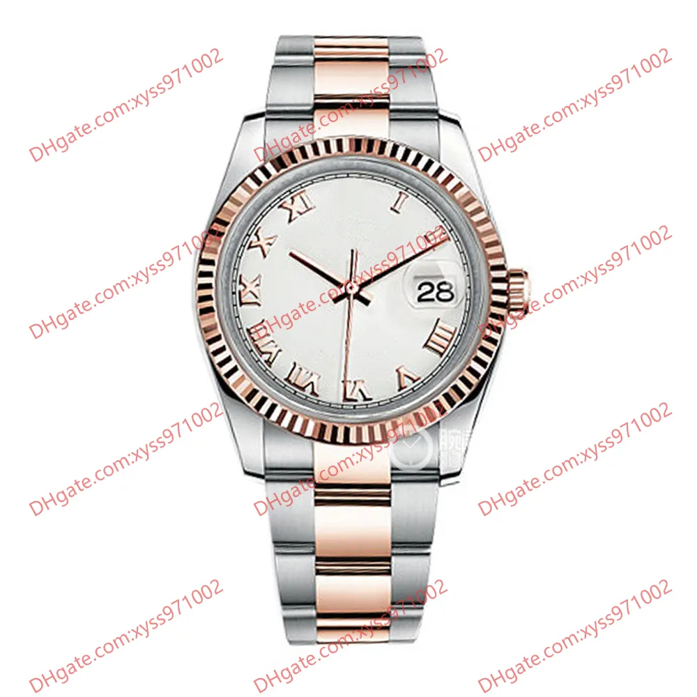 Montre de haute qualité 2813 montre automatique pour hommes 116231 36mm cadran blanc rome montre-bracelet en acier inoxydable en or rose 18 carats pour femme verre saphir 116238 montres de mode