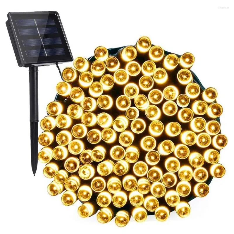 Saiten 7/12/22/32/52M Solar Led String Licht Weihnachten Garten Hochzeit Party Fee lichter Urlaub Im Freien Wasserdichte Schwarz Draht Girlande