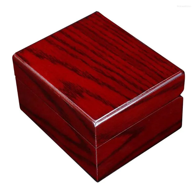Caixas de assistência Case Wristwatch Wood Storage Organizador pequeno tamanho portátil de vinho vermelho com travesseiro removível