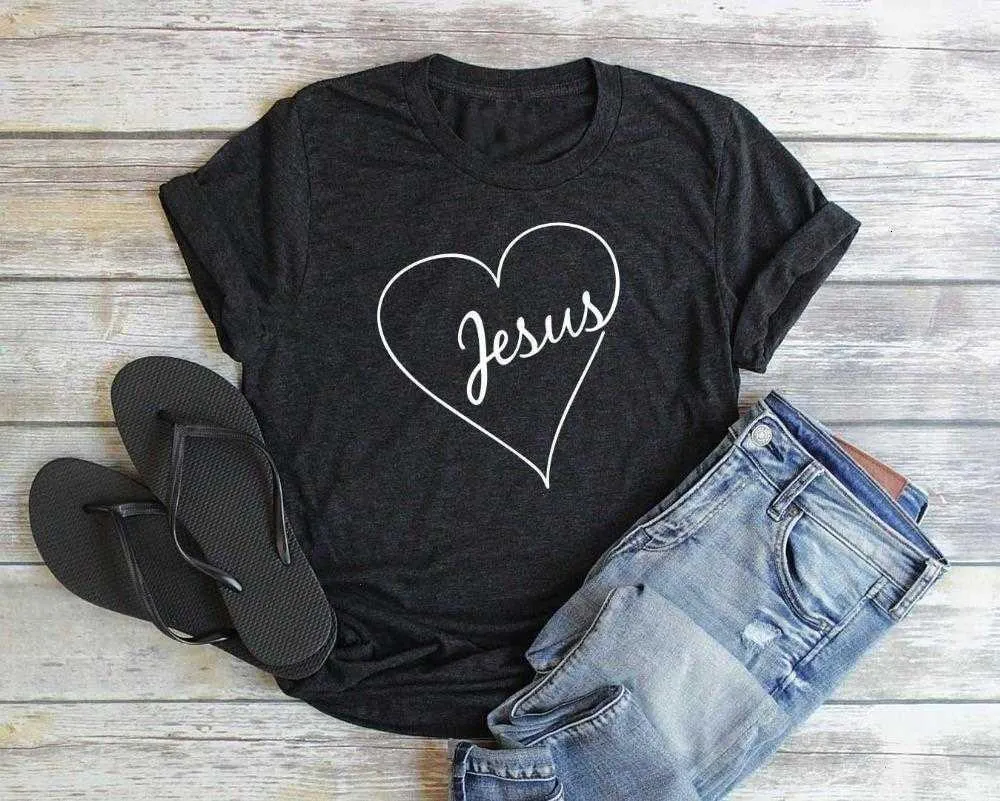 Jesus Heart Shirt Unisex Christian Valentine Camisetas Mujeres Graphic Faith Tees