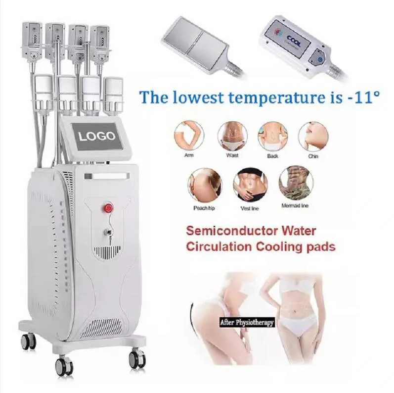 Utilisation en clinique Minceur vertical EMS geler la graisse réduire Cryo 8 plaques Coussinets de refroidissement Réduction de la cellulite Corps froid Sculpting Minceur Machine Salon