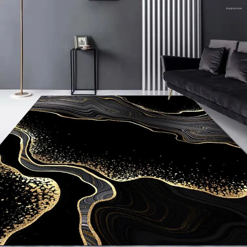 Tapis noir et or tapis pour salon nordique luxe grand couloir moderne cuisine décoration de la maison tapis antidérapant paillasson