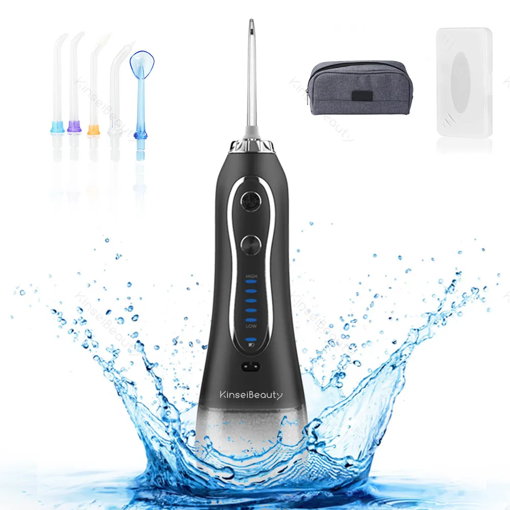 Övriga orala hygien 5 -lägen Irrigator Portable Water Dental Flosser Jet Floss 300 ml Tank 6 Tips Tänder Cleaner USB -kabel 221101