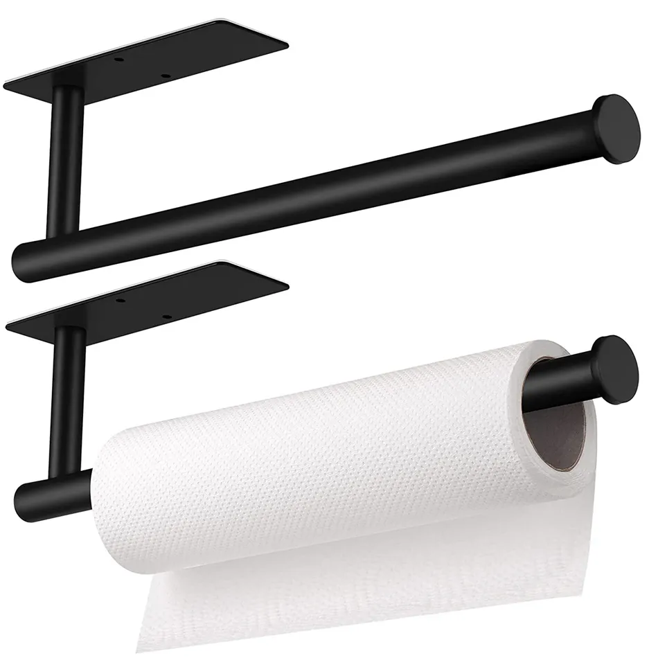 Porte-papier hygiénique adhésif, porte-mouchoirs en acier inoxydable, Long porte-rouleau de serviettes pour salle de bains et cuisine
