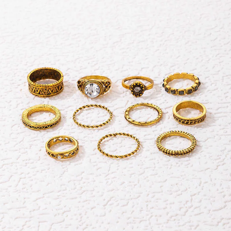 New style inlaid ring set geometric irregular letter ten sets of rings