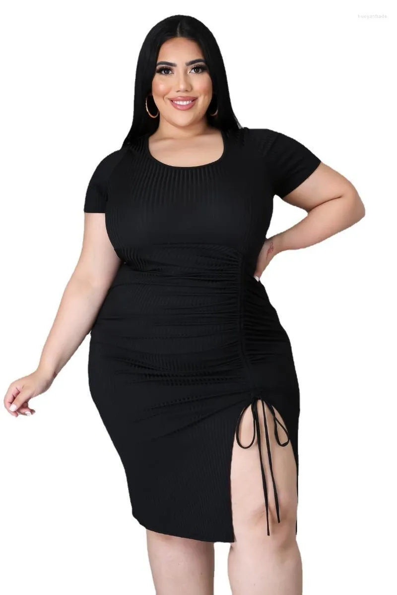 Sukienki swobodne XL-5xl Summer 2022 Sukienka w dużych rozmiarach Kobiety Ubranie Solidne sznurka