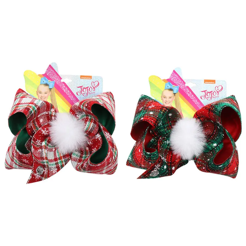 7 inch Christmas Children Bow Hairpin Fabric Handmade Hair Accessories Girls Fashion Headdress Kids Festival Decoration