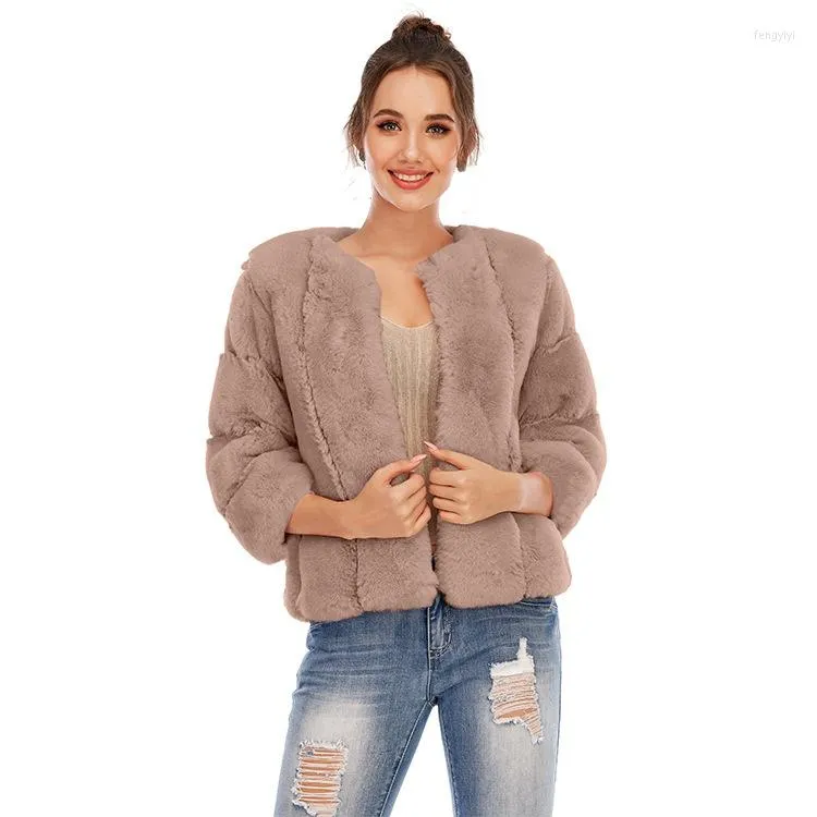 Femmes Fourrure Dames À Manches Longues Hiver Faux Manteau Femmes Court Surdimensionné Veste Rose Chaud Fourrure Vêtements D'extérieur 4xl Femme Pardessus Coupe-Vent