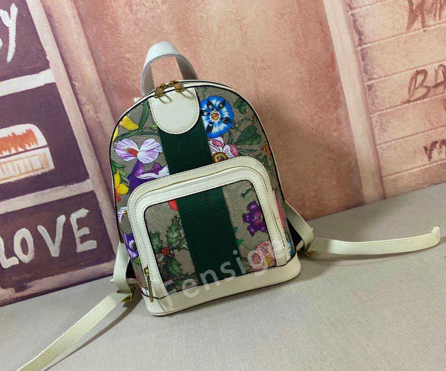 547965 Ophidia Flora Backpack Mini Flower Bag Bag Stripes Backpacks Womens Wallet حقيبة سفر حقيبة سفر أكسدة للأمتعة