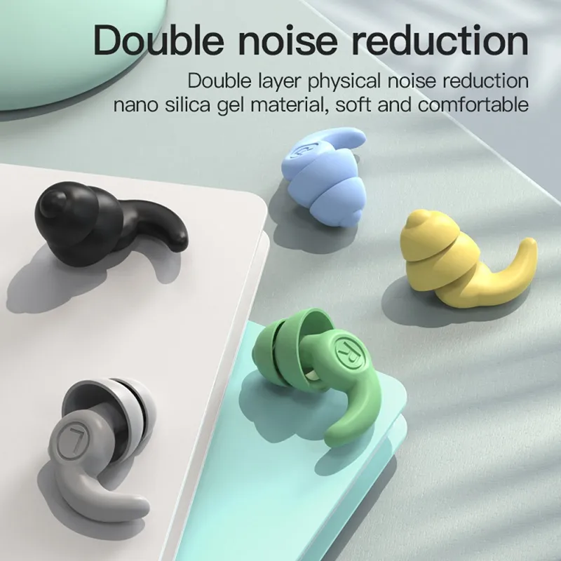 1 Pair Earplugs Anti-noise Reusable Silicone Ear Plugs Noise Reduction Prevention Sound Insulation Ear Protection