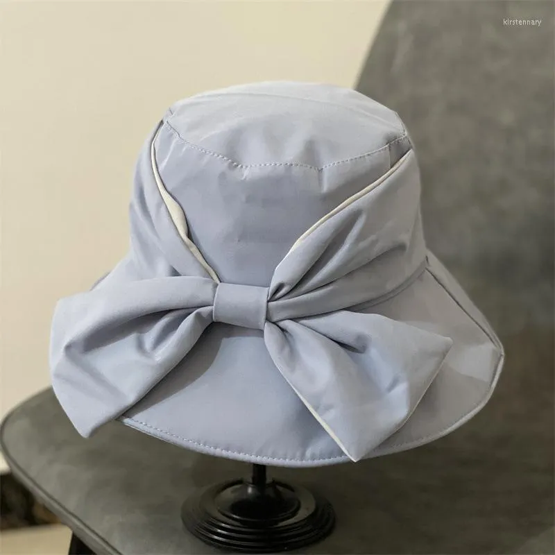 Wide Brim Hats Femme Summer Big Bow Bodet Hat Fashion Mases Ladies Outdoor Sun Beach Fisherman Cap Girls Femelle COST SOLID Couleurs Bob Panama