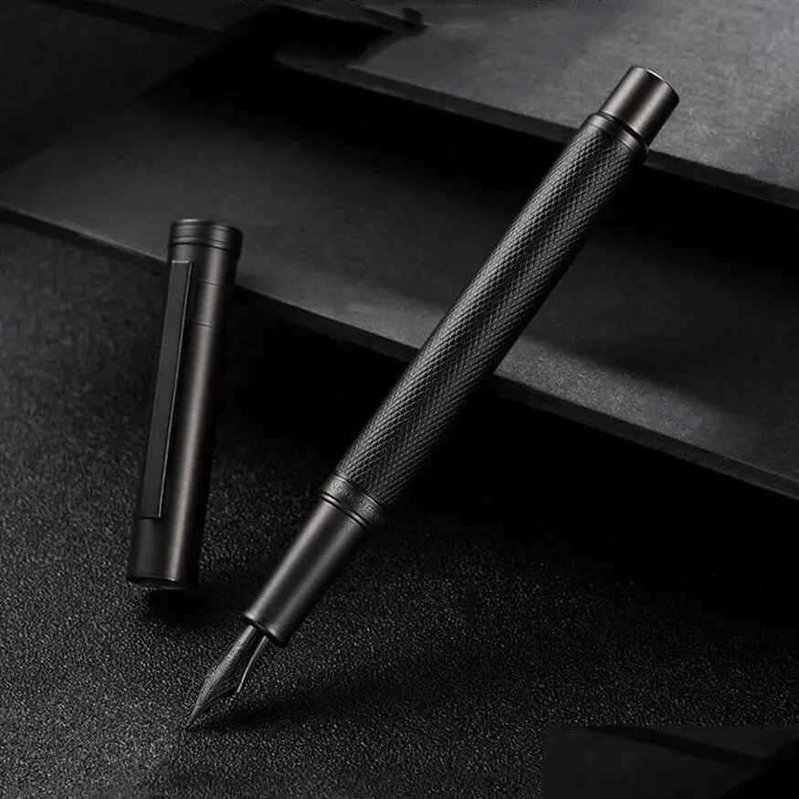 Fountain Pens Luxurious Hongdian 1850 Classic Black Nib Forest Fountain Pen Business Stationery Office School Supplies317T Drop Deli Dhyuz