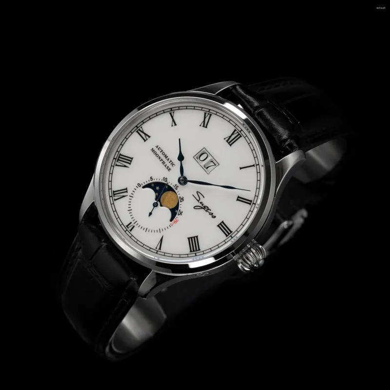 ساعة معصم أوتوماتيكية الفخامة القمر البحر Sea-Gull ST2528 حركة السيراميك ياقوت 2022 رجال مشاهدة 316L الفولاذ المقاوم للصدأ wristwatche