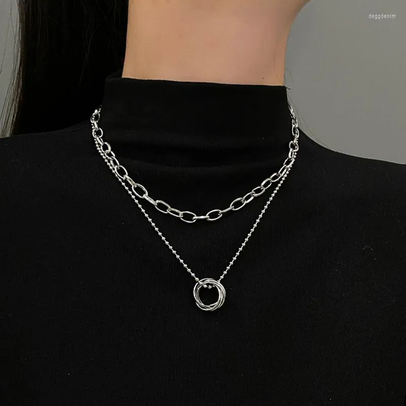 Hänghalsband lager skiktade charm choker halsband för kvinnor koreansk modegata stil kvinnor#39; s nackkedja och smycken