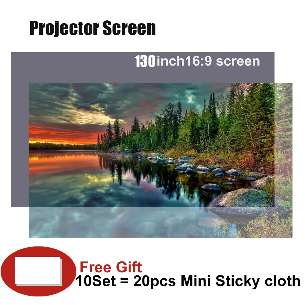 Schermo per proiettore portatile da 130 pollici Schermi per proiezione video Tenda anti-luce pieghevole 4K Full HD per film home theater montati a parete