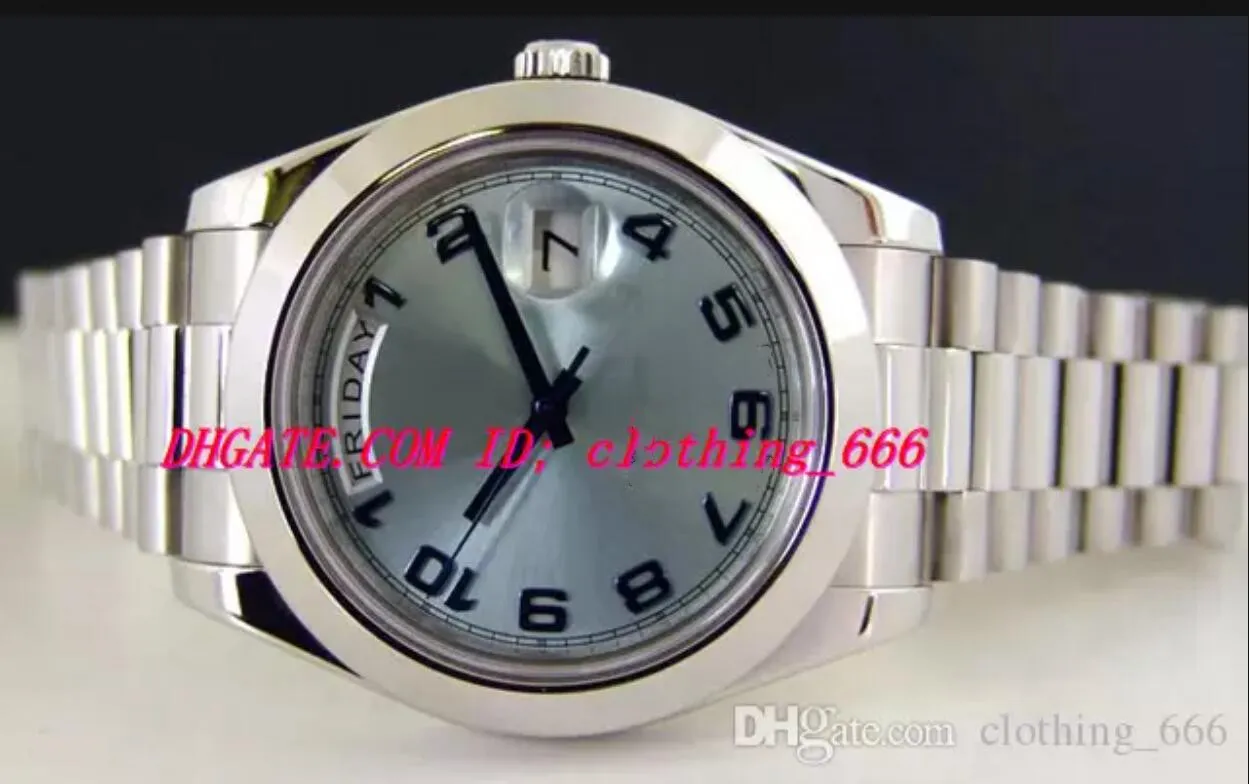 豪華な時計男性最高品質のステンレススチールブレスレットプラチナブルーアラビア語218206 -Watch Chest 41mm Mechanical Automatic Mans Watchs Wristwatch