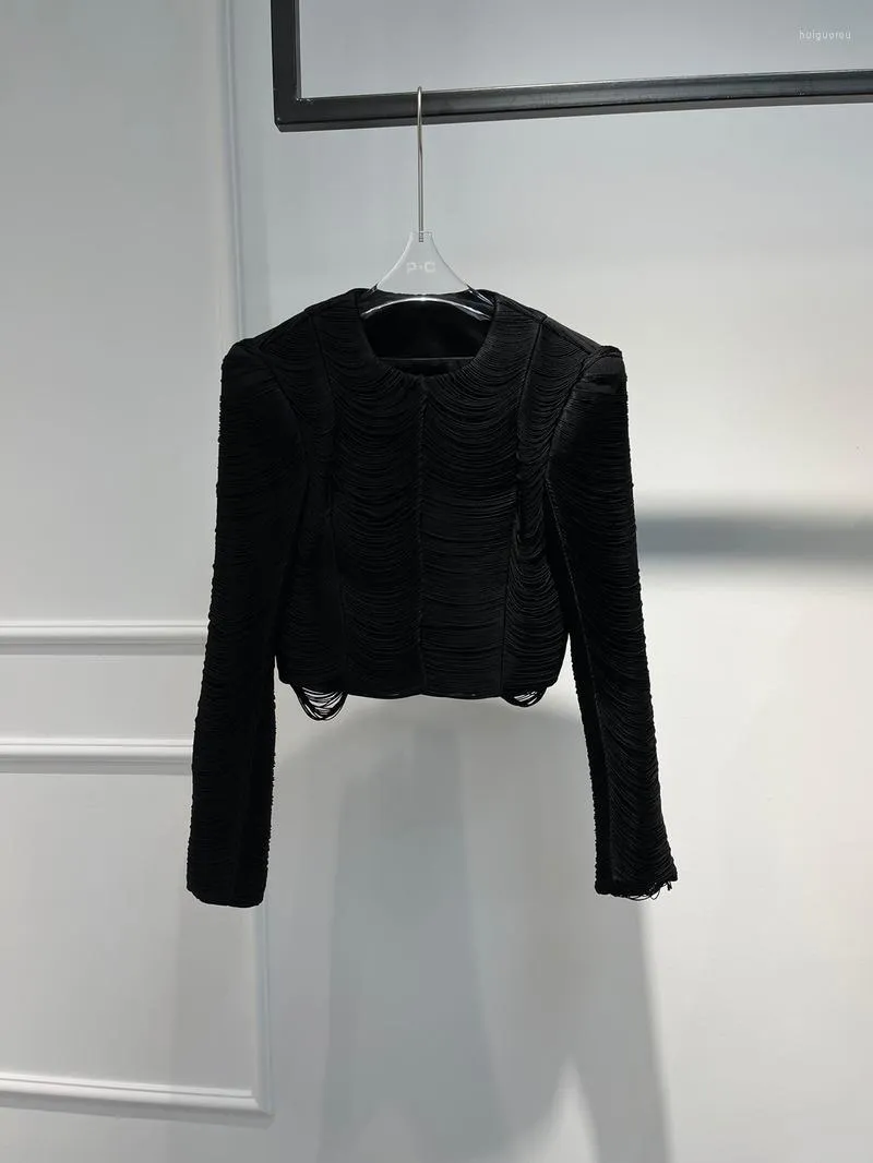Vestes pour femmes Design spécial 2022 Haute qualité Dernières dames élégantes Solid Black Crochets avant et fermeture des yeux pour les femmes