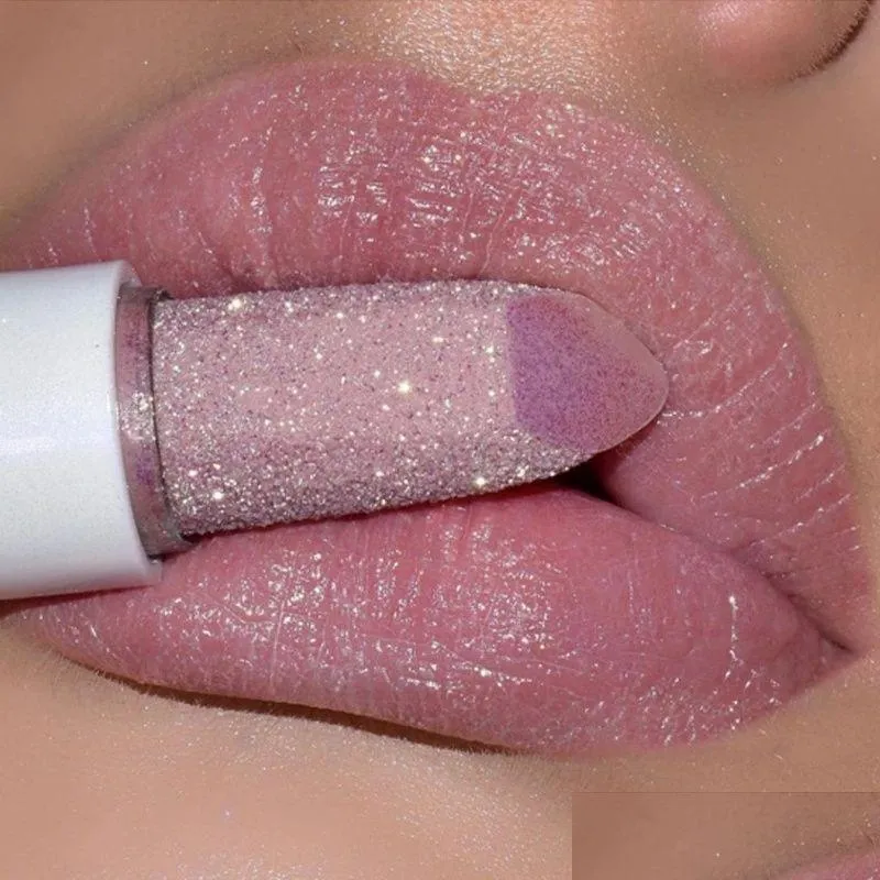 L￤ppstift glitter matt l￤ppstift vattent￤t l￥ngvarig temperaturf￶r￤ndring diamant non stick r￶d rosa l￤ppf￤rg makeup kosmetisk drop dheiw