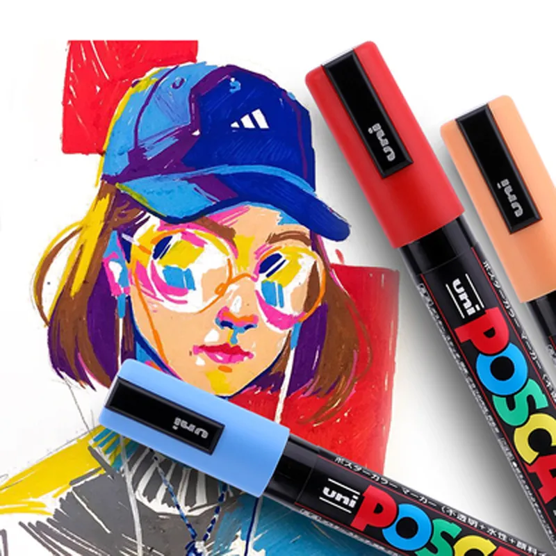 Uni Posca-rotulador de pintura acrílica japonés, juego de PC-1M