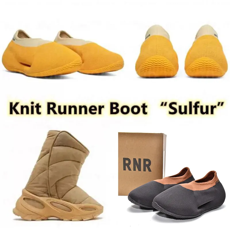 Running Shot Knit Runner Boot Rnr Stone carbono Homens Mulheres deslizam em treinadores respiráveis Sulfur amarelo marrom nstld khaki tênis de moda 36-47