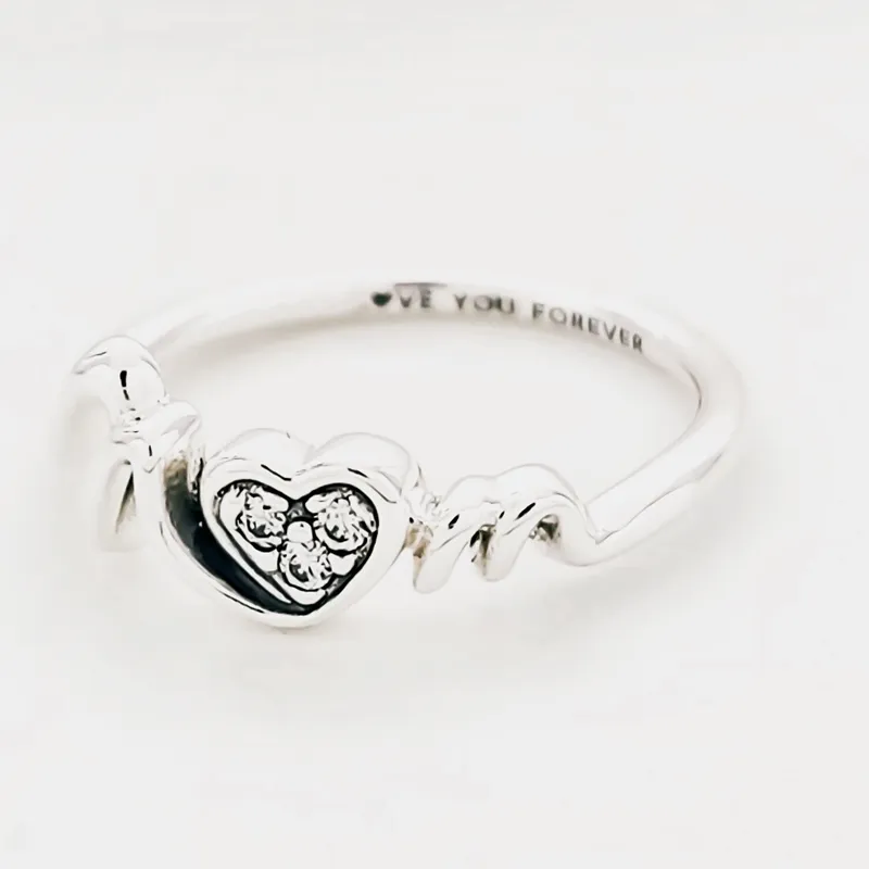 Esthetische sieraden Pandora Mama Pave hartringen voor vrouwen mannen Paar vingerring Verjaardagsgeschenken 191149c01 Annajewelel