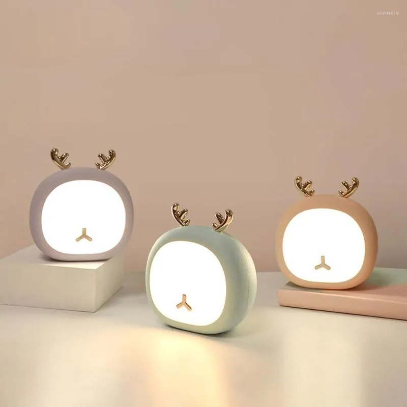 Veilleuses mignonnes pour animaux de compagnie, cerf, pépinière pour enfants et bébés, tactile en continu, lampe de Table Rechargeable par USB, décoration de la maison