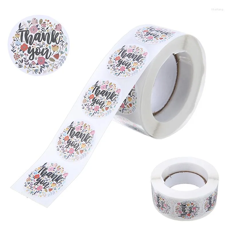 Embrulho de presente 500pcs obrigado adesivos de adesivos artesanais círculos de papelaria scrapbooking para suprimentos de cartão de casamento