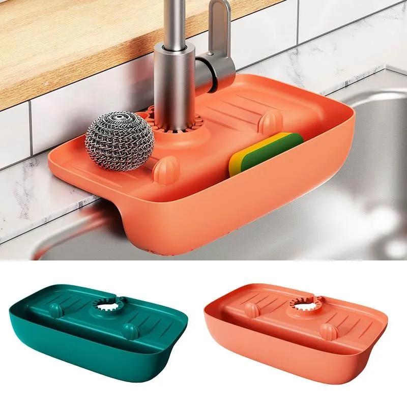 Bord Mattor 1pc Splash Proof kran Mattmatta Sink Tray Soap Dispenser Sponge Drain Pad Tork