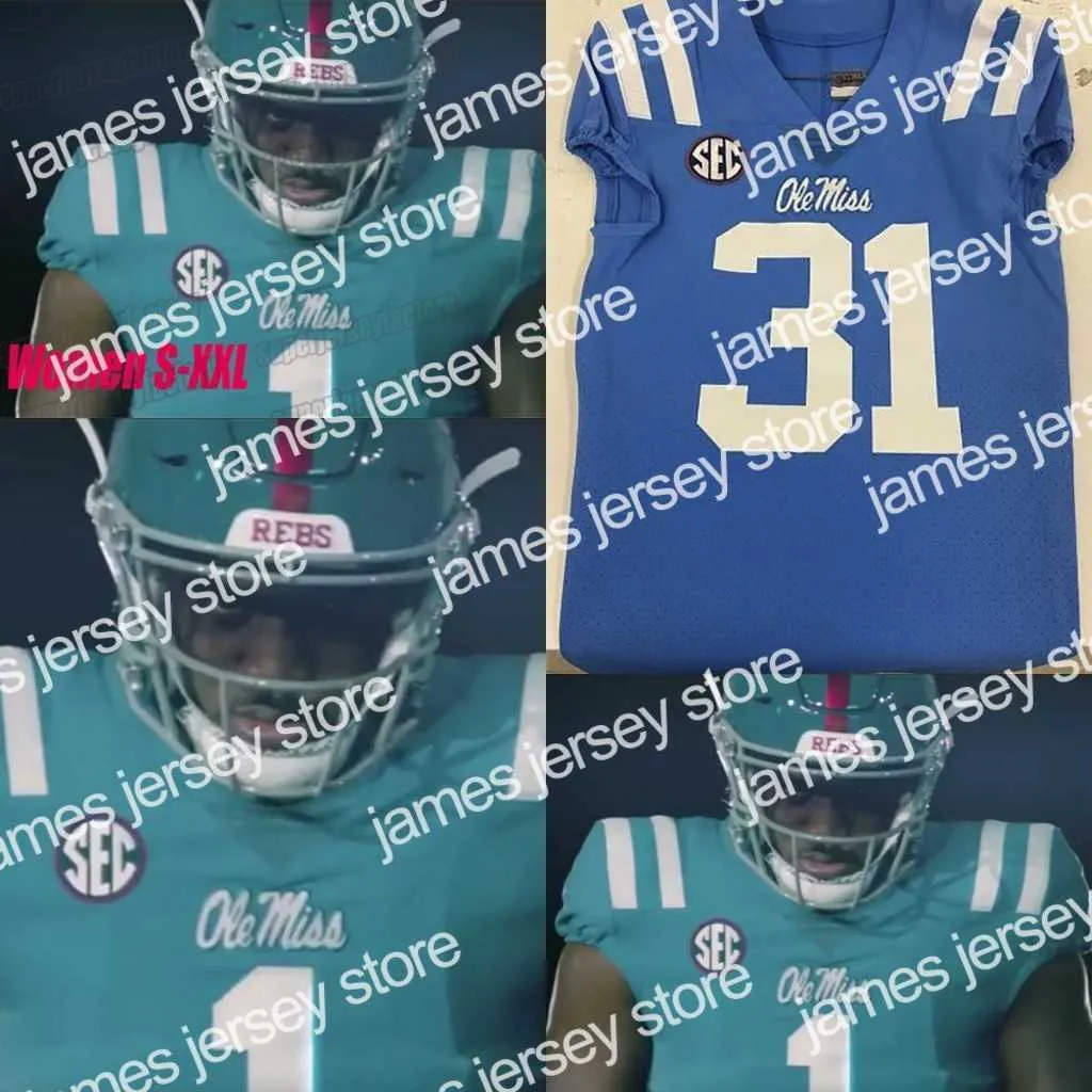 Powder Blue Ole Miss College Football Jerseys Official 2024 NCAA Jerseys