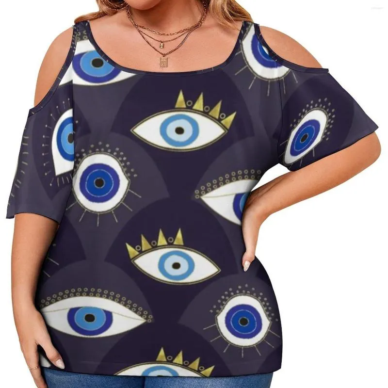 Skjorta Evil Eye Print S Protect Me Beach T Short Sleeve Pretty Tee Summer Plus Size Graphic Clothes Gift