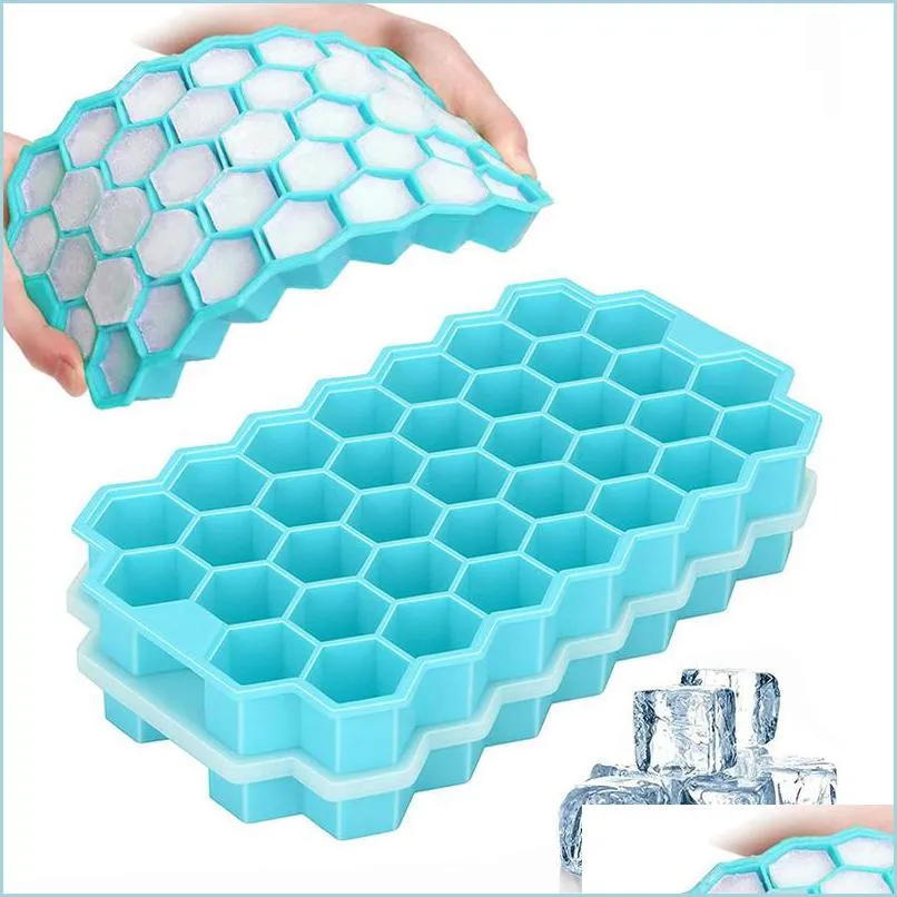 Glassverktyg Silikolove Honeycomb -brickor med avtagbara lock Silicera Gel Ice Cube Mold A 220610 Drop Leverans 2022 Home Garden Kitc DHCSI