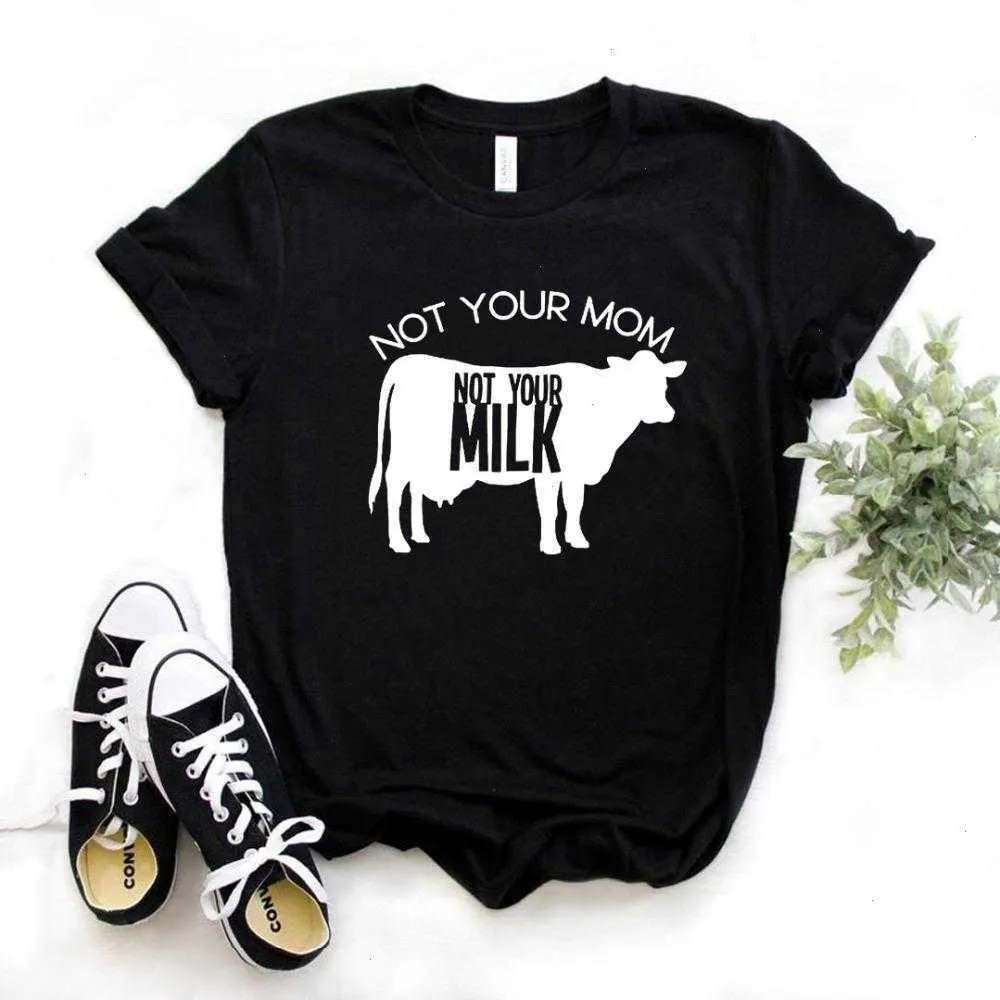 Fashion Spring Arrival Not Your Tee Mom Milk Cow Print Women Casual Funny T Shirt