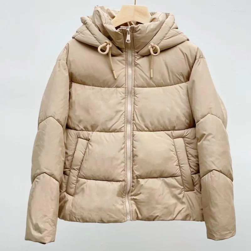 Женские траншеи Coats Streetwear Fashion Casual 4 Color Parkas Женские шнурки с капюшоном Zip Up Зимние каки Свободный воротник теплый хлопок