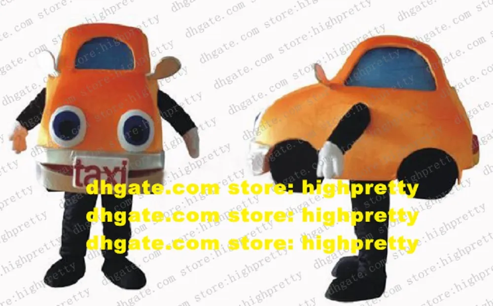 Mascot Costume Orange Saloon Car Limousine Sedan Automobile Auto Taxi Taxicab Character Headlights Like Animal Eyes zz4369