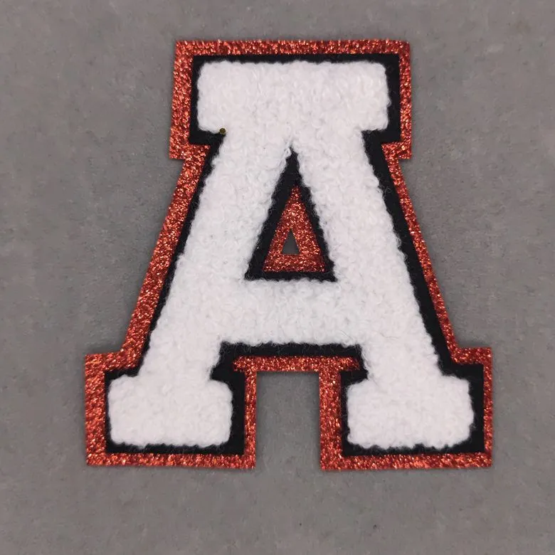 Notions 8 cm Lettera Patch Adesivi Varsity Ciniglia Lettere inglesi A-Z Toppe termoadesive per riparazione Alfabeto Applicazioni per cucire Distintivi per abbigliamento 13 Colori