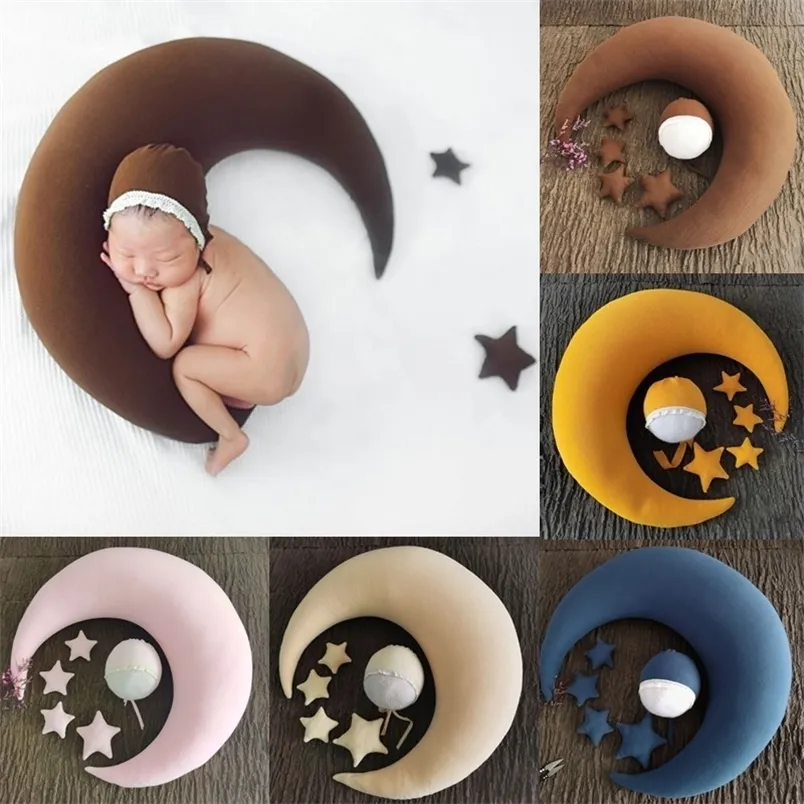 Keepsakes Baby Posing Pillow Born Pography Props Cute Hat Colorful Beans Moon Stars Po Shooting Set för spädbarnsgåvor 221101