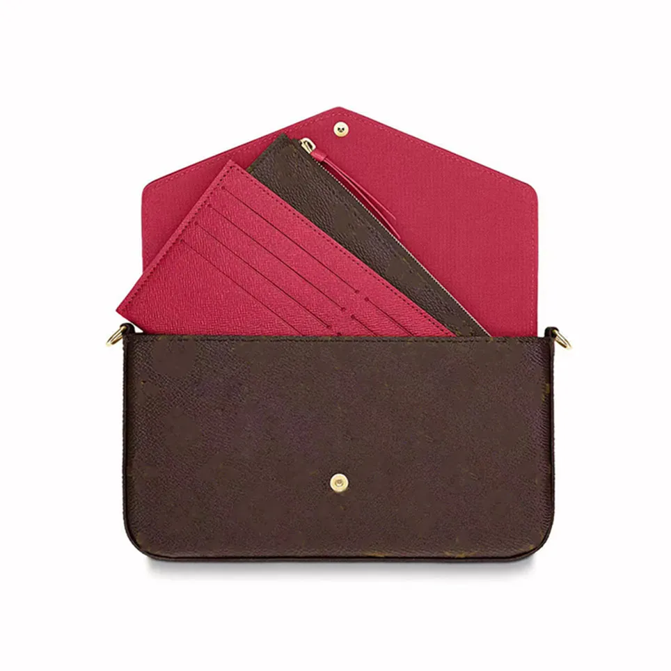 3-i-en kvällsväska multi pochette accessoarer kvinnor crossbody handväska blommor designer axel väska läder handväska