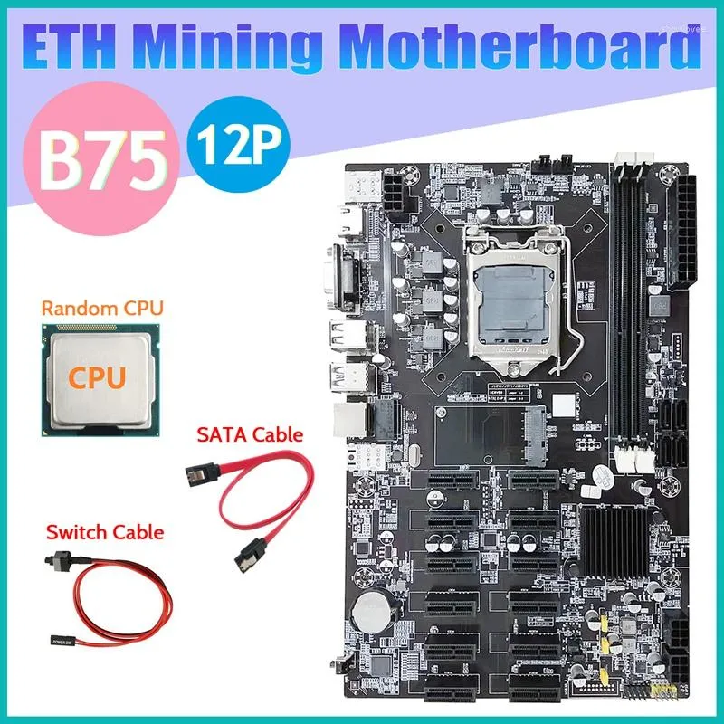 Motherboards AU42 -B75 12 PCIE ETH Mining Motherboard Random CPU SATA Cable Switch LGA1155 MSATA DDR3 B75 BTC Miner