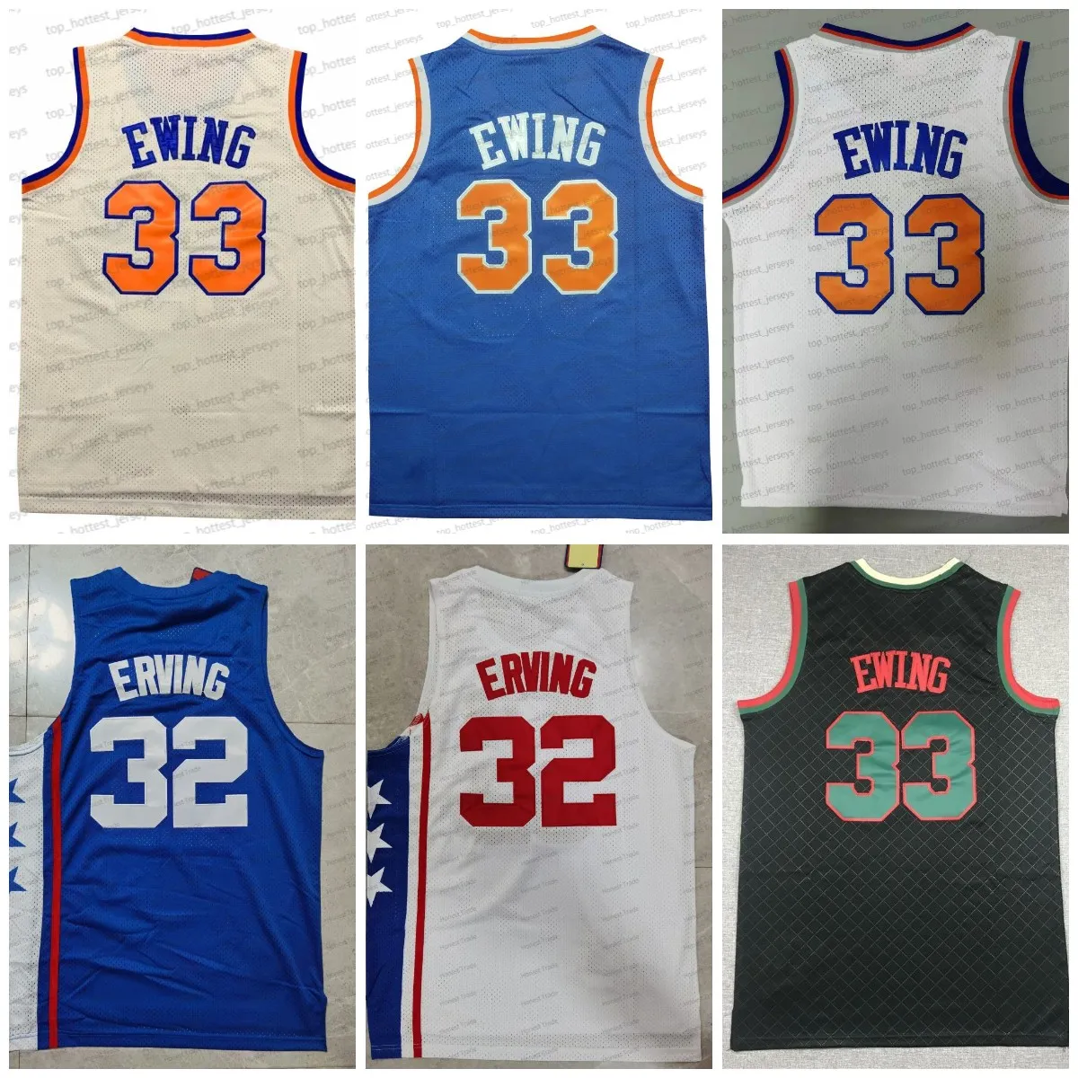 33 Патрик Юинг Баскетбол Джерси Джулиус Эрвинг 32 Ретро -мужские мужские майки с синими кремом баскетбол