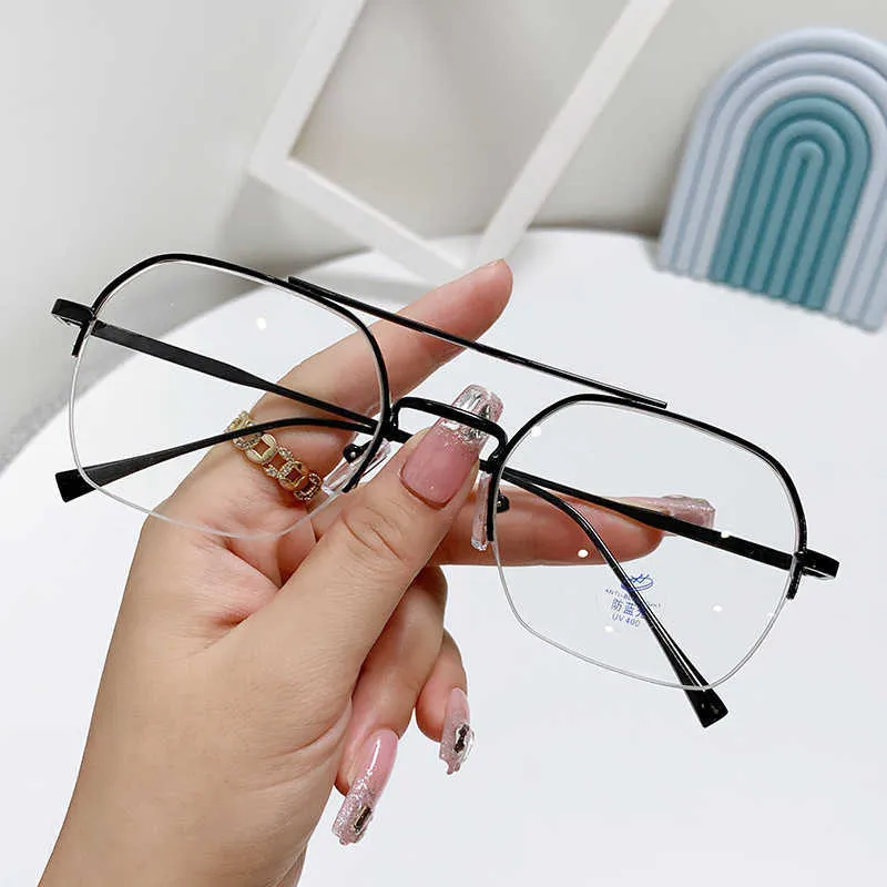 Nouveau demi-cadre suspendu fil anti Blu ray lunettes pour hommes Liang Weiting même myopie fini monture de lunettes 2038 link1