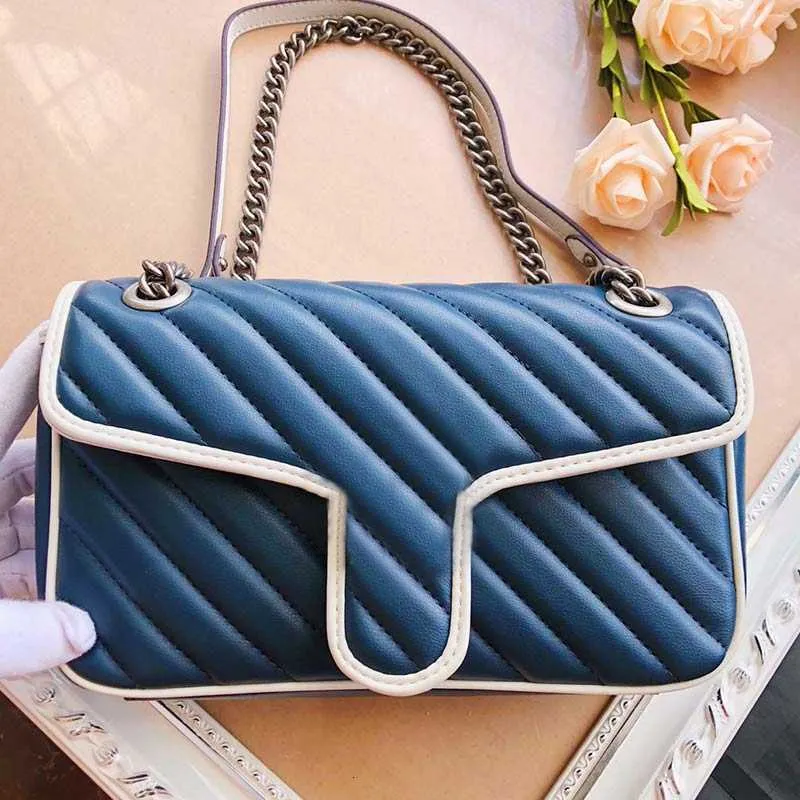 sac à main Sacs de créateurs Dames Marmont Sacs à bandoulière Style Bleu Véritable Cuir Femmes Bandoulière Sac À Main Chaîne Portefeuille Bolsas Diseo Lujo