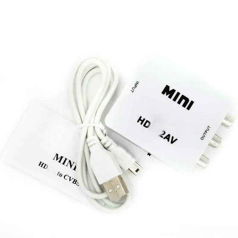 AV2HD 1080P HDTV Video adapter mini AV to HD Converter CVBS L/R RCA TO HDM For Xbox 360 PS360 With retail packaging
