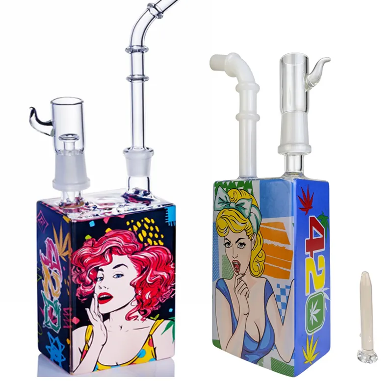 Accessori per fumatori mini becher in vetro bong oil dab rigs Colorful Cute Design