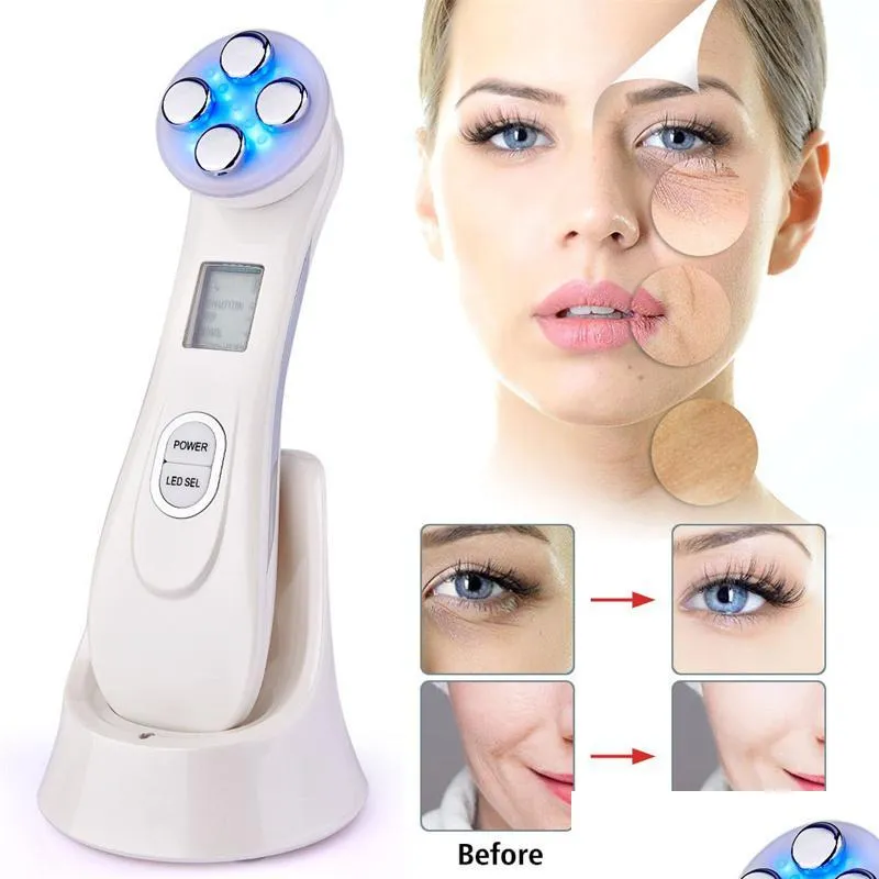 Hemskönhetsinstrument RF EMS Microcurrent Beauty Apparatus Radiofrekvens Lättterapi IPL Skinföryngring Face Lift Antiaging Dhuqn