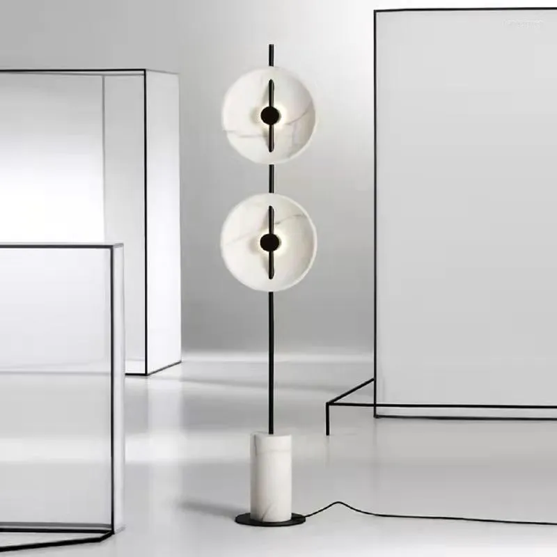 Lâmpadas de chão Modern Marble Base Resina Branca LED 3000K 4000K Lâmpada de 6000k Europa Deign Big para Liberação Interior da Sala