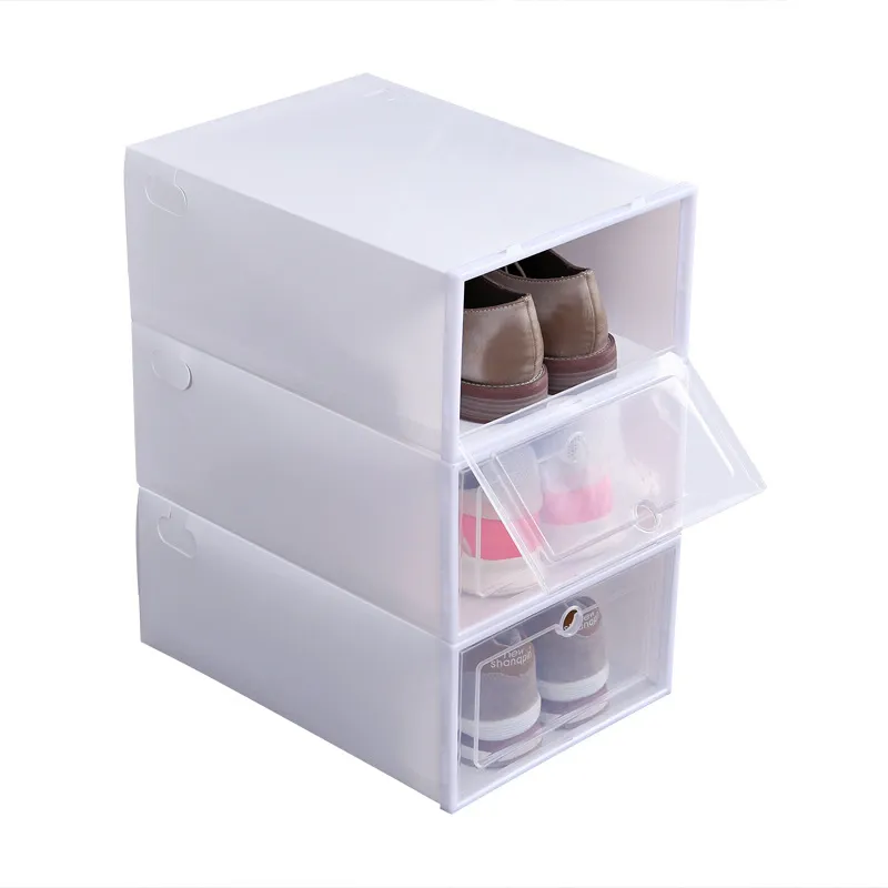 Scatole per scarpe in plastica trasparente scatola per scarpe estraibile impilabile trasparente Supporti di stoccaggio pattini rack assemblabile stoccaggio pratico - Cina PP e plastica prezzo