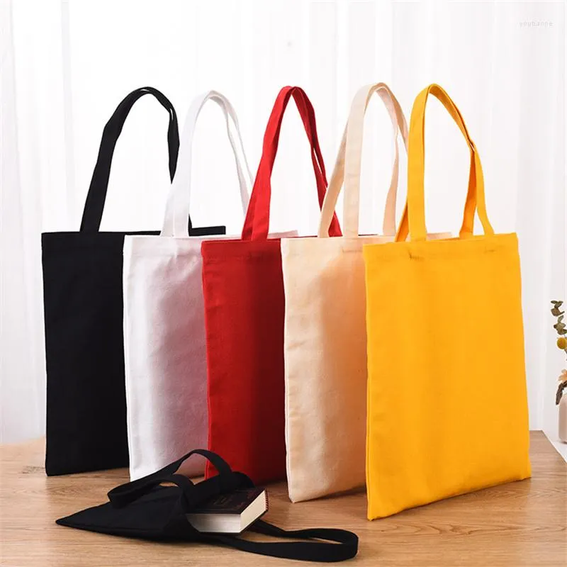 Bolsas de almacenamiento 50 unids/lote 4 colores lienzo en blanco compras Eco reutilizable bolso de hombro plegable bolso de mano de algodón al por mayor personalizado